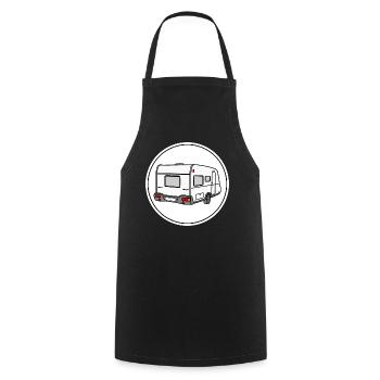 Caravan in round white logo - Cooking Apron - black - Front - AI Model Male 185 dark (185cm)