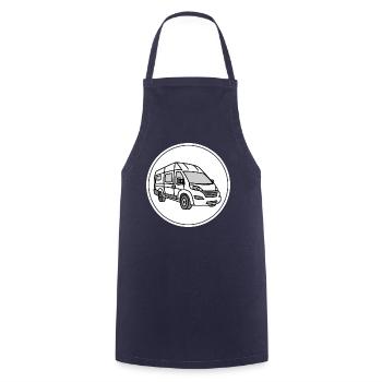 Camping van / van in round white logo - Cooking Apron - navy - Front - AI Model Male 185 dark (185cm)