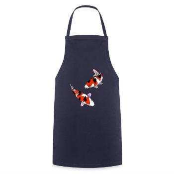 Carpes koi - Tablier de cuisine - marine - Devant - AI Model Male 185 dark (185cm)