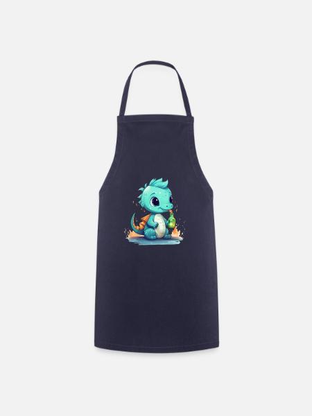 Kleiner Blauer Babydrache Fantasy Shirt - Kochschürze - Navy