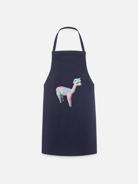 Alpaka, Llama, lama, beige,graffiti,bunt,pastell - Kochschürze - Navy