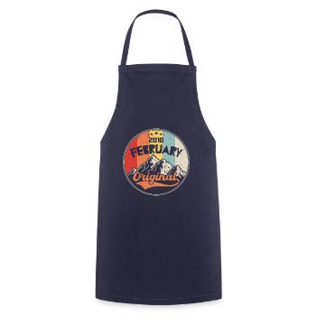 Vintage Février 2010, Rétro Cadeau - Tablier de cuisine - marine - Devant - AI Model Male 185 dark (185cm)