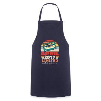 April 2017 Vintage Anniversary Retro Gift, 2017 - Cooking Apron - navy - Front - AI Model Male 185 dark (185cm)