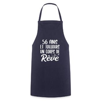 56 ans et toujours un corps de rêve - Cadeau 56ans - Tablier de cuisine - marine - Devant - AI Model Male 185 dark (185cm)