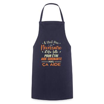 Aide Soignante Cadeau Femme Humour - Tablier de cuisine - marine - Devant - AI Model Male 185 dark (185cm)