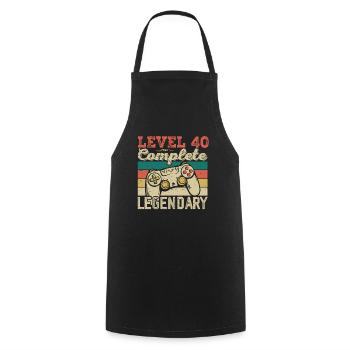 Level 40 Complete, 40th Birthday Gift - Cooking Apron - black - Front - AI Model Male 185 dark (185cm)