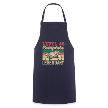 Level 46 Complete, 46 Birthday Gift - Cooking Apron - navy - Front - AI Model Male 185 dark (185cm)