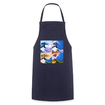 Vague de kanagawa, vague, illustration, Japon, bleu - Tablier de cuisine - marine - Devant - AI Model Male 185 dark (185cm)