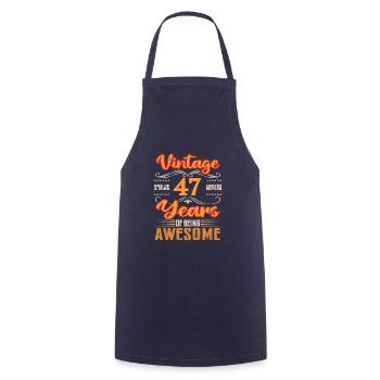 Vintage | 47 anniversaire idées cadeaux - Tablier de cuisine - marine - Devant - AI Model Male 185 dark (185cm)