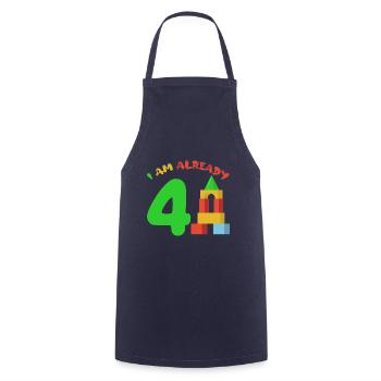 I am already 4 years old 4th birthday - Cooking Apron - navy - Front - AI Model Male 185 dark (185cm)