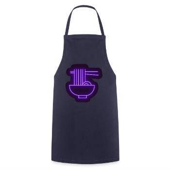Lila Neon Ramen Aufkleber - Kochschürze - Navy - Vorne - AI Model Male 185 dark (185cm)