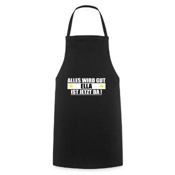 Ella surname First name Birthday - Cooking Apron - black - Front - AI Model Male 185 dark (185cm)
