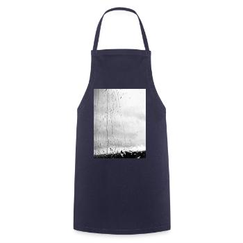 Regen auf Glas Monochrom - Kochschürze - Navy - Vorne - AI Model Male 185 dark (185cm)