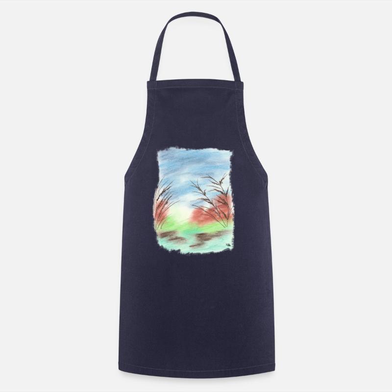 Beach/dune blue/green tones (pastel chalk) - Cooking Apron - navy