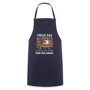 J'peux pas dans mon garage cadeau Bricoleur Humour - Tablier de cuisine - marine - Devant - AI Model Male 185 dark (185cm)