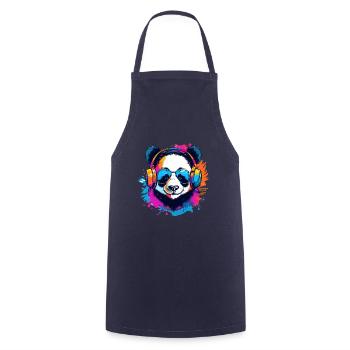 bunter Panda DJ - Kochschürze - Navy - Vorne - AI Model Male 185 dark (185cm)