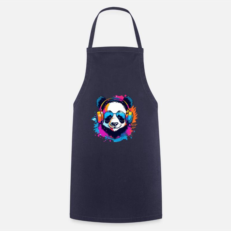 bunter Panda DJ - Kochschürze - Navy