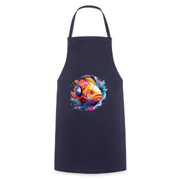 Fish with headphones - Cooking Apron - navy - Front - AI Model Male 185 dark (185cm)