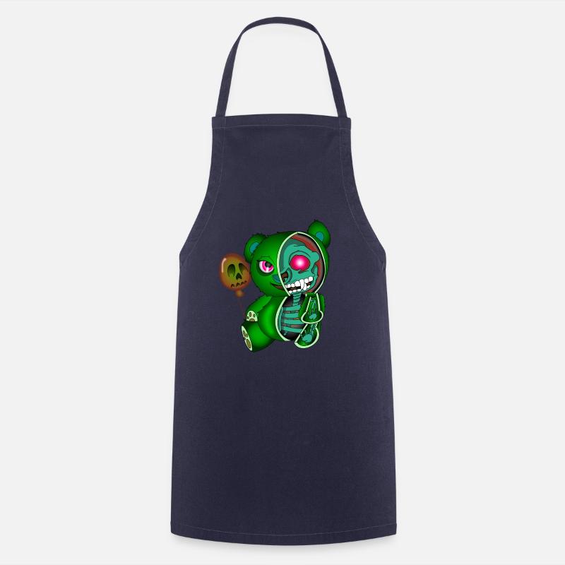 Skull Teddy Bear Skelett Bär Halloweenshirt - Kochschürze - Navy