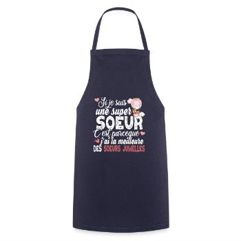 Sœur Sœurs Jumelles Famille Amour Fille Rose - Tablier de cuisine - marine - Devant - AI Model Male 185 dark (185cm)