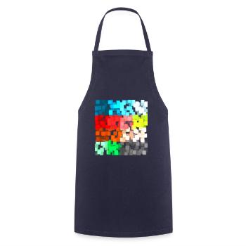 Abstrakte Kunst in Bunt - Kochschürze - Navy - Vorne - AI Model Male 185 dark (185cm)