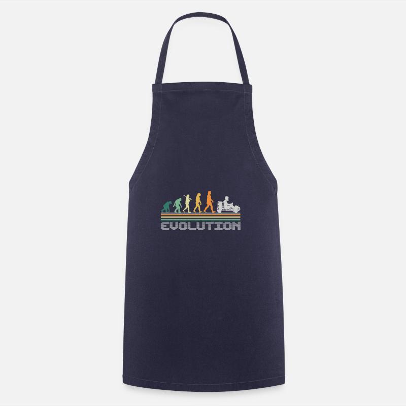 GoKart Go-Kart GoKart Driver Evolution Funny Retro - Cooking Apron - navy