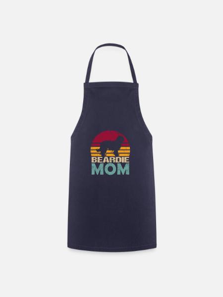 Bearded Collie Beardie Mama Retro für Frauchen - Kochschürze - Navy