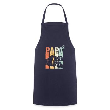 Papa Vater von 2 zwei Zweiten Kindern Zwillinge - Kochschürze - Navy - Vorne - AI Model Male 185 dark (185cm)