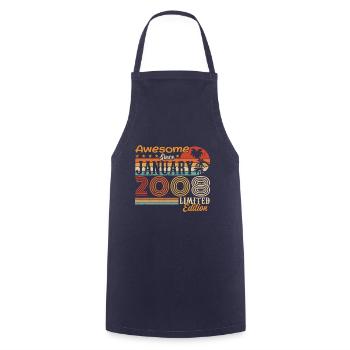 Birthday Gift - Born in January 2008 - Cooking Apron - navy - Front - AI Model Male 185 dark (185cm)