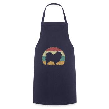 Wolfsspitz Dog Vintage Retro Style Silhouette - Tablier de cuisine - marine - Devant - AI Model Male 185 dark (185cm)
