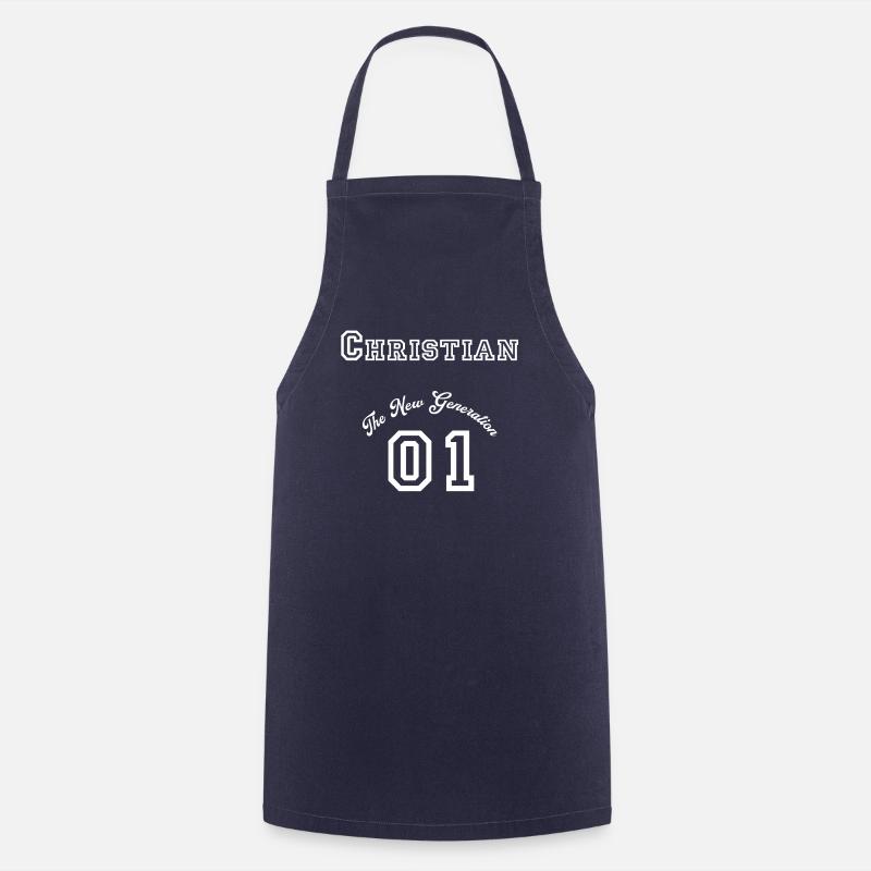First name Christian - white - Cooking Apron - navy