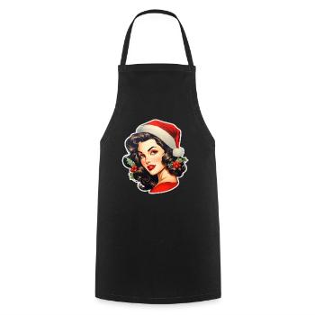 Femme au chapeau de père Noël - Tablier de cuisine - noir - Devant - AI Model Male 185 dark (185cm)