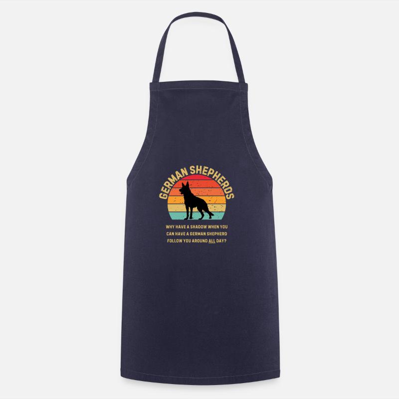 German Shepherd Retro Sunset - Cooking Apron - navy
