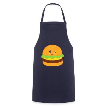 Burger, fast food, essen, kochen - Kochschürze - Navy - Vorne - AI Model Male 185 dark (185cm)