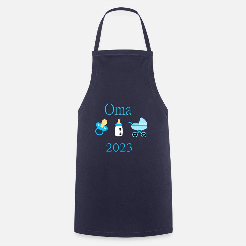 Oma 2023 Geburt Junge Vorlage - Kochschürze - Navy