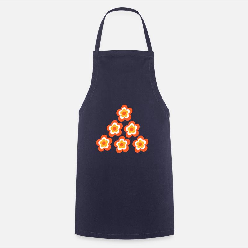 70er Jahre Blume Muster - Kochschürze - Navy