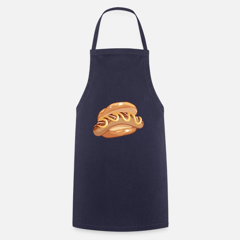 Comic Bratwurst Buns Bratwurstbrötchen Mustard - Cooking Apron - navy