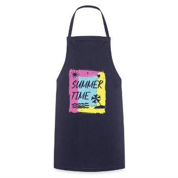 Summertime joy. - Cooking Apron - navy - Front - AI Model Male 185 dark (185cm)