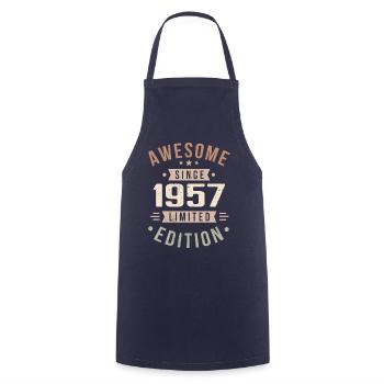 Original 1957 Vintage Vintage anniversaire 1957 - Tablier de cuisine - marine - Devant - AI Model Male 185 dark (185cm)