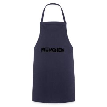 München Skyline mit Sehenswürdigkeiten - Kochschürze - Navy - Vorne - AI Model Male 185 dark (185cm)