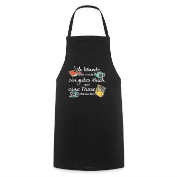 Leseratte - Bücherwurm Geschenk - Kochschürze - Schwarz - Vorne - AI Model Male 185 dark (185cm)