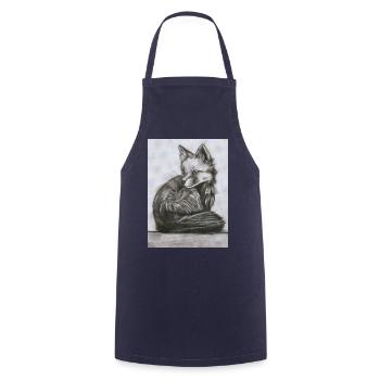 Fuchs im Wald – detailreiche Aquarell Illustration - Kochschürze - Navy - Vorne - AI Model Male 185 dark (185cm)