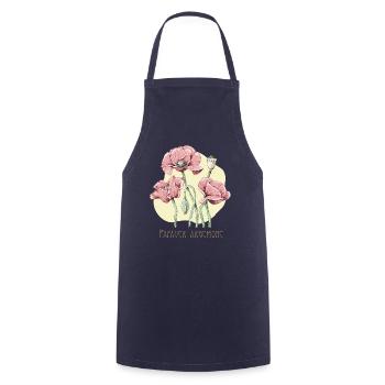 Dessin botanique de sable de coquelicot - Tablier de cuisine - marine - Devant - AI Model Male 185 dark (185cm)