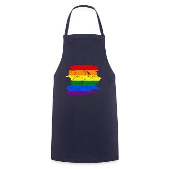 Drapeau arc-en-ciel Fierté LGBT - Tablier de cuisine - marine - Devant - AI Model Male 185 dark (185cm)