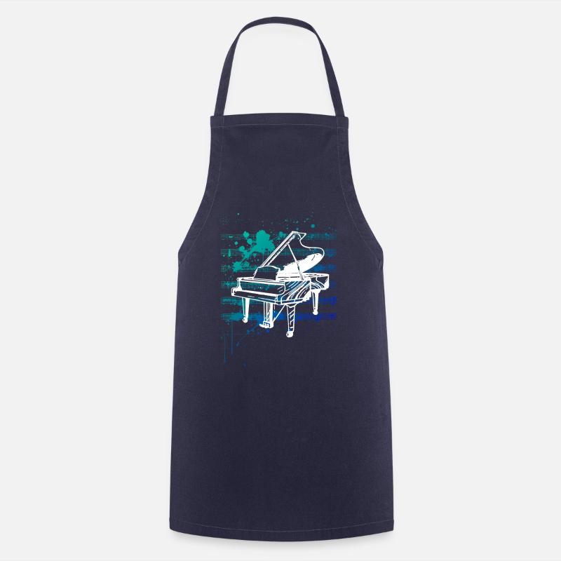 white piano - Cooking Apron - navy