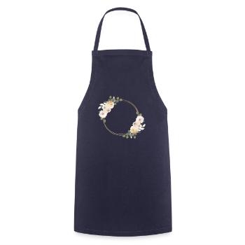 Spring Floral Circle customizable - Cooking Apron - navy - Front - AI Model Male 185 dark (185cm)