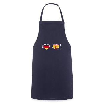Deutschland Spanien Herz Liebe Herzlinie - Kochschürze - Navy - Vorne - AI Model Male 185 dark (185cm)