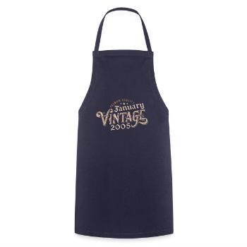 Janvier 2005 | 2005 Janvier Vintage Anniversaire - Tablier de cuisine - marine - Devant - AI Model Male 185 dark (185cm)