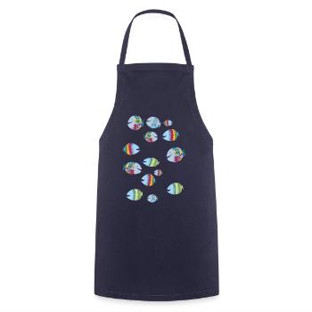 Poissons colorés Mer Enfants Italie Vacances - Tablier de cuisine - marine - Devant - AI Model Male 185 dark (185cm)