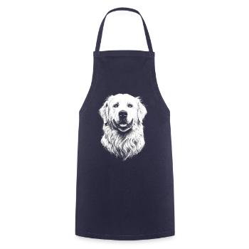 Great Pyrenees Portrait Pyrenean Mountain Dog Dogs - Cooking Apron - navy - Front - AI Model Male 185 dark (185cm)